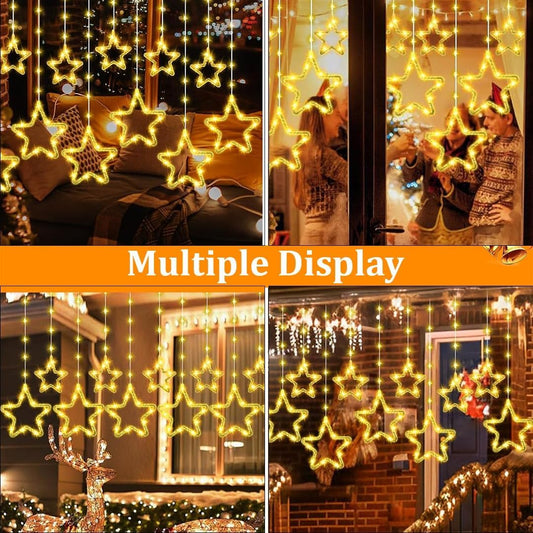 TL-772 Diwali Star Light with 5 Big and 5 Small Stars Sights for Home Decor Curtain LED Star Light for Home Decoration Star Lights for Festivals Led Light (Golden)