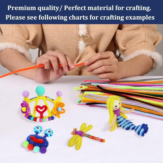 20681 {100 Pcs} Pipe Cleaners Craft,Chenille Stems for DIY Flowers, Limpia Pipas Fluffy Fuzzy Sticks for Gift Wrapping, Party Decorations