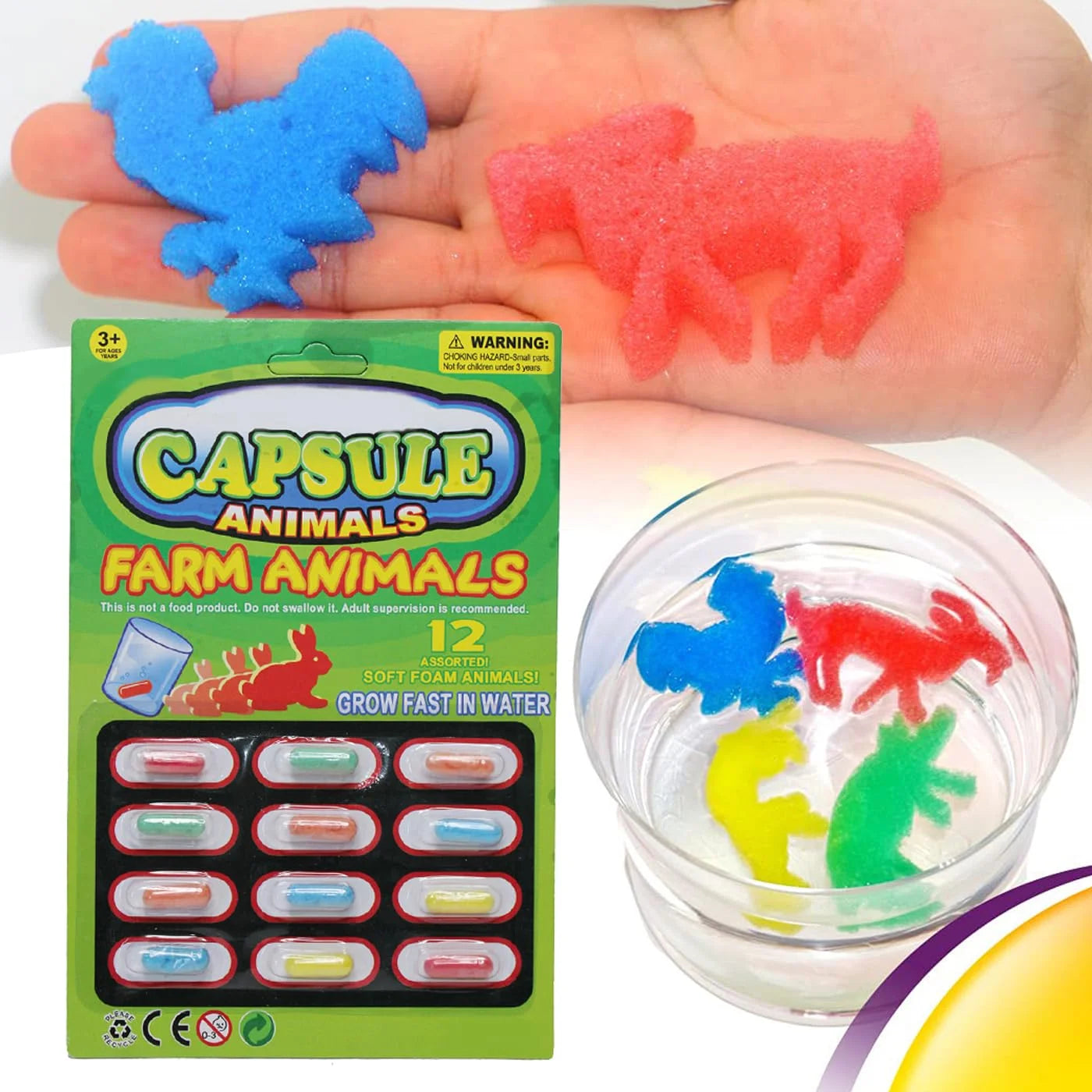 H-A1- 12 Different Shape Magic Foam Mix Animal Capsules Creatures Grow in Water Soft Perfect Activity for Kids