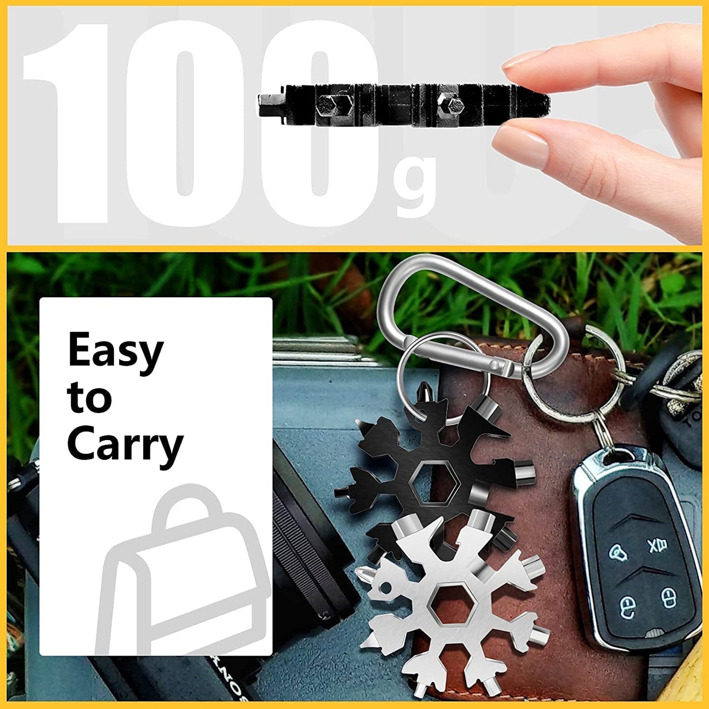 20523 Snowflake Multi-Tool Stainless Steel Snowflake Keychain Tool 18-in-1 Incredible Tool Snowflake Screwdriver Tactical Tool for Outdoor Camping