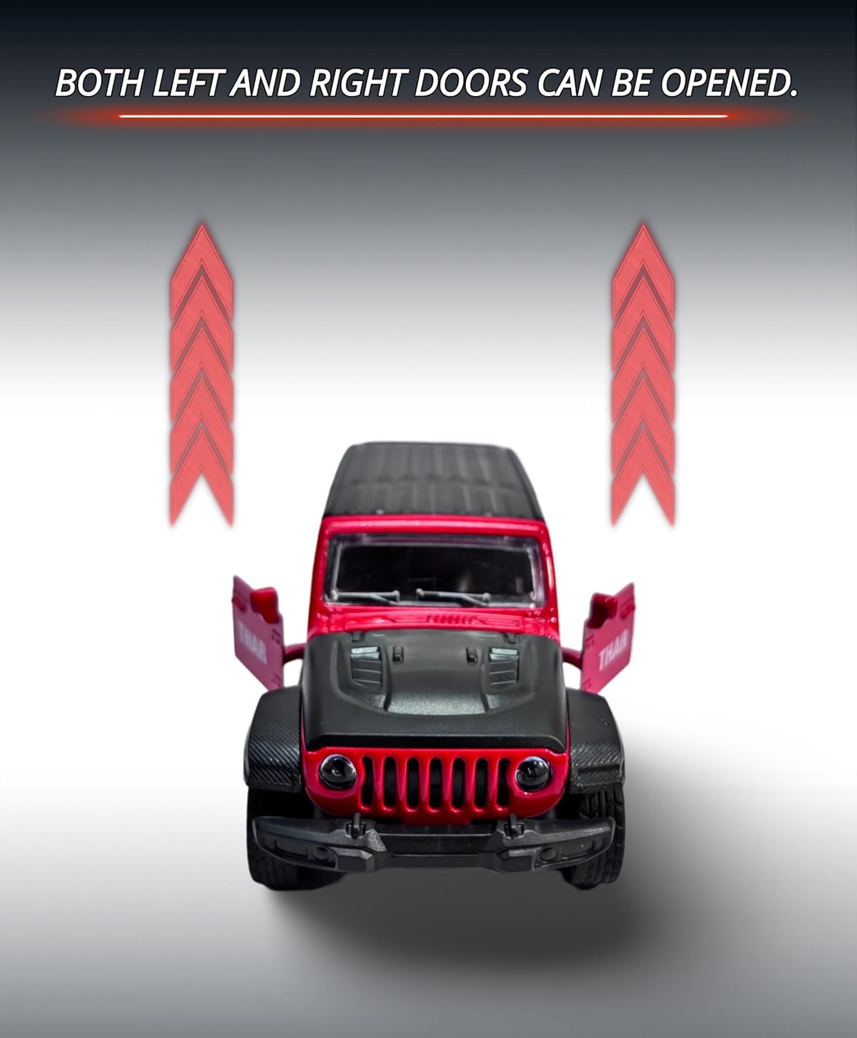 9873 Thar Die-Cast SUV Toy Car – 1:32 Scale Metal Jeep Model with Pull-Back Action & Opening Doors {Random Color}