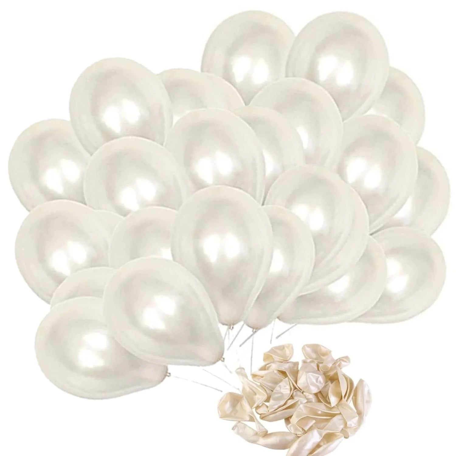 2035 (50 Pcs) White Metallic Balloons