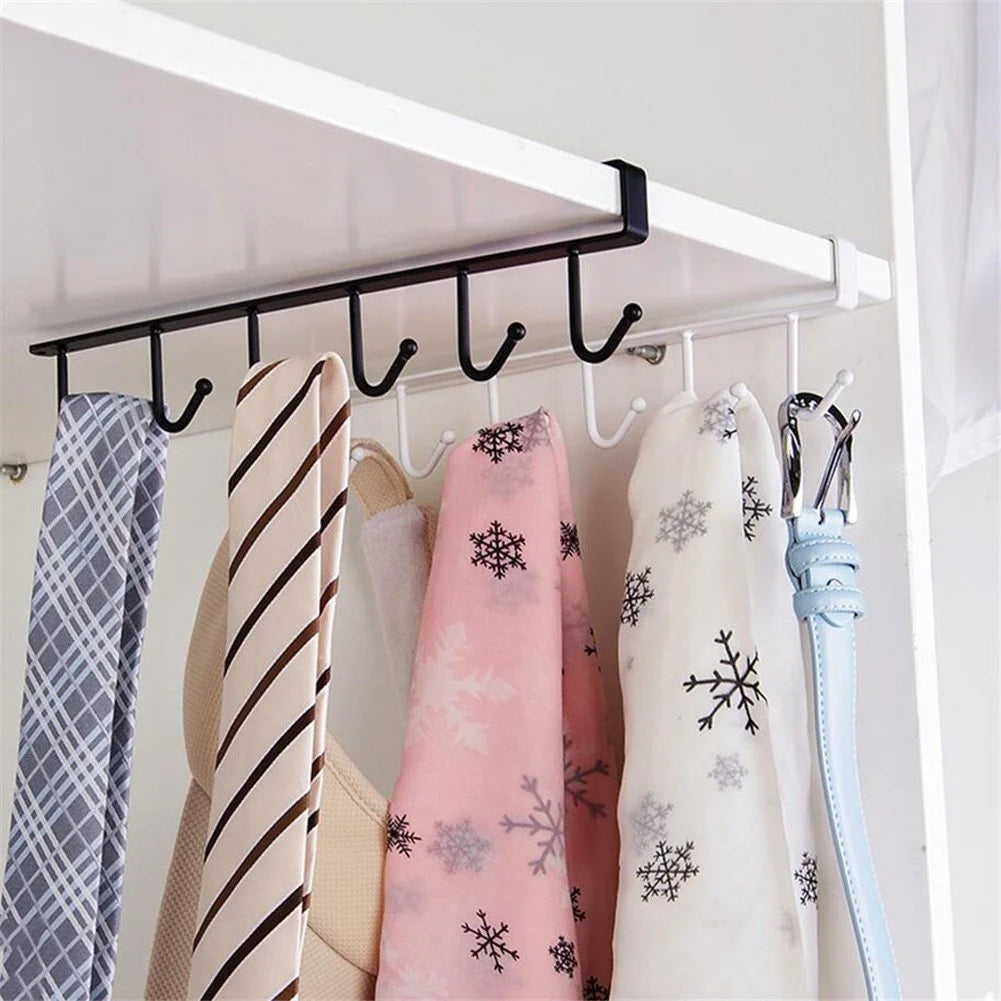 10319 Multifunctional Iron Kitchen Storage Rack Cupboard Hanging Hooks Cup Mug Cooker Cutlery Storage Holder Dish Hanger Shelf Bathroom Bedroom Organizer Hanger Stand – 26×6.5CM