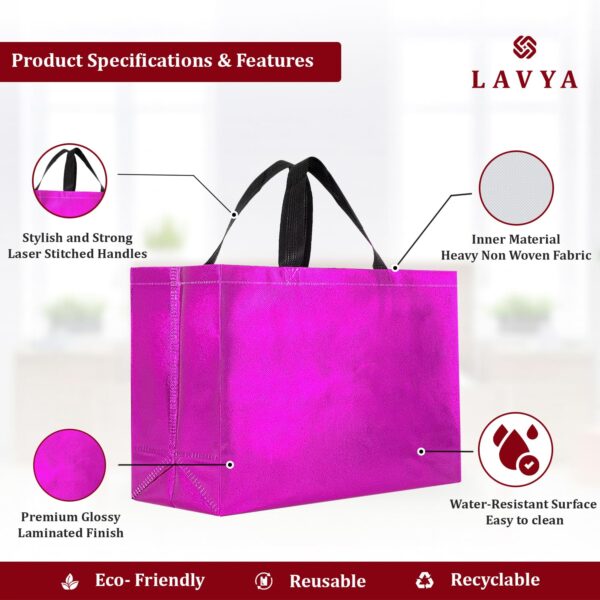 11102 Glossy Metallic Laminated Non-Woven Reusable Eco-Friendly Party Return Gift Bags {Pink}