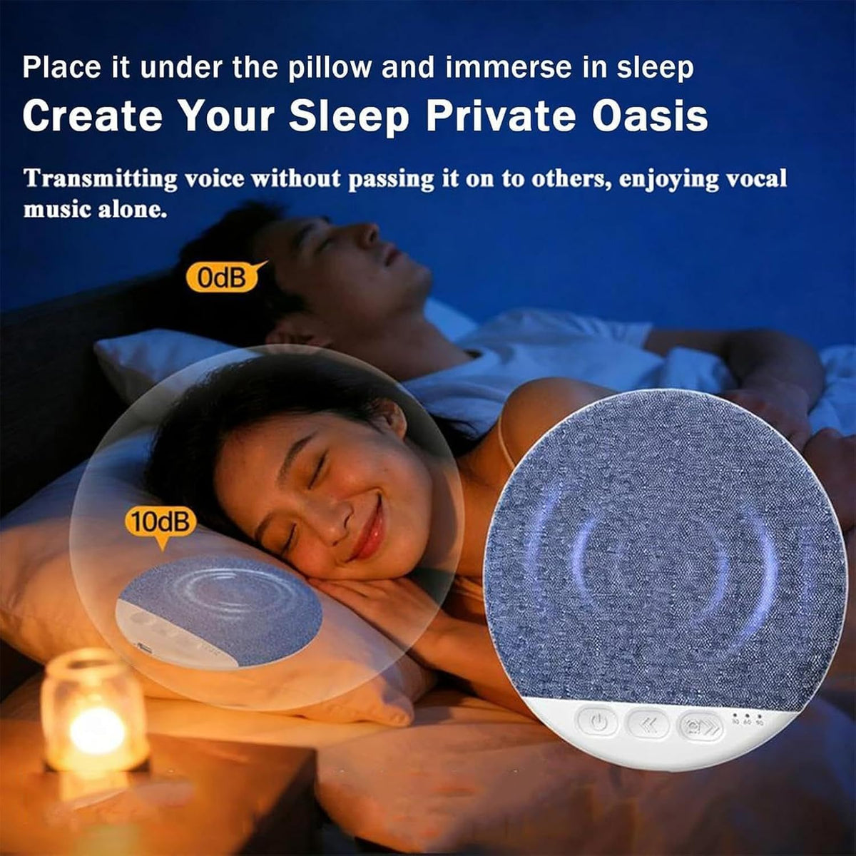 21305 Under Pillow Speaker for Sleeping, Ultra Thin Portable Wireless Bone Conduction Speaker with White Noise, Auto-Off Function, for Side Sleepers Sleep Difficulties
