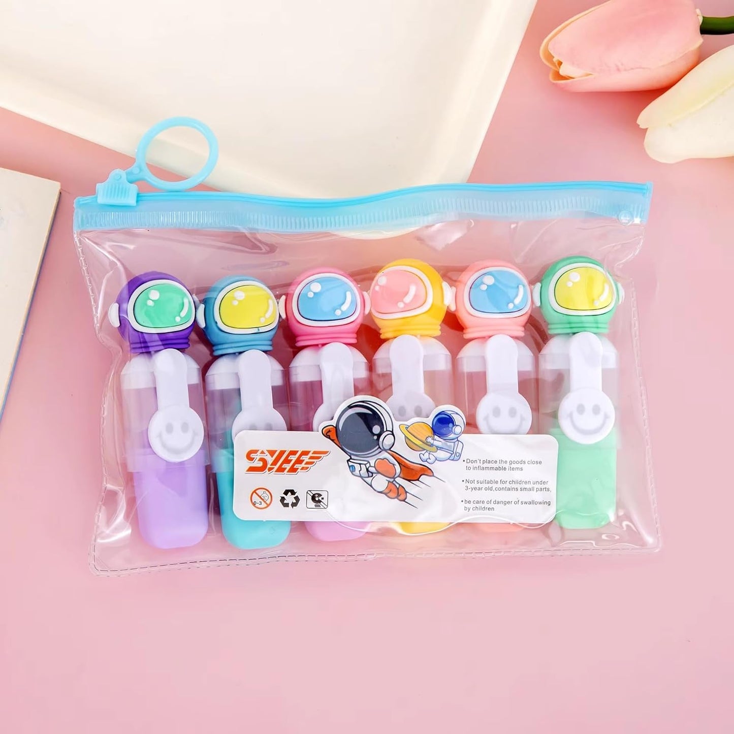 20622 Cute Character highlighter Pens Set of1 , 6 pcs| Cartoon Animal Pastel Marker Pens for Kids, Students, School & Office {Random Design}