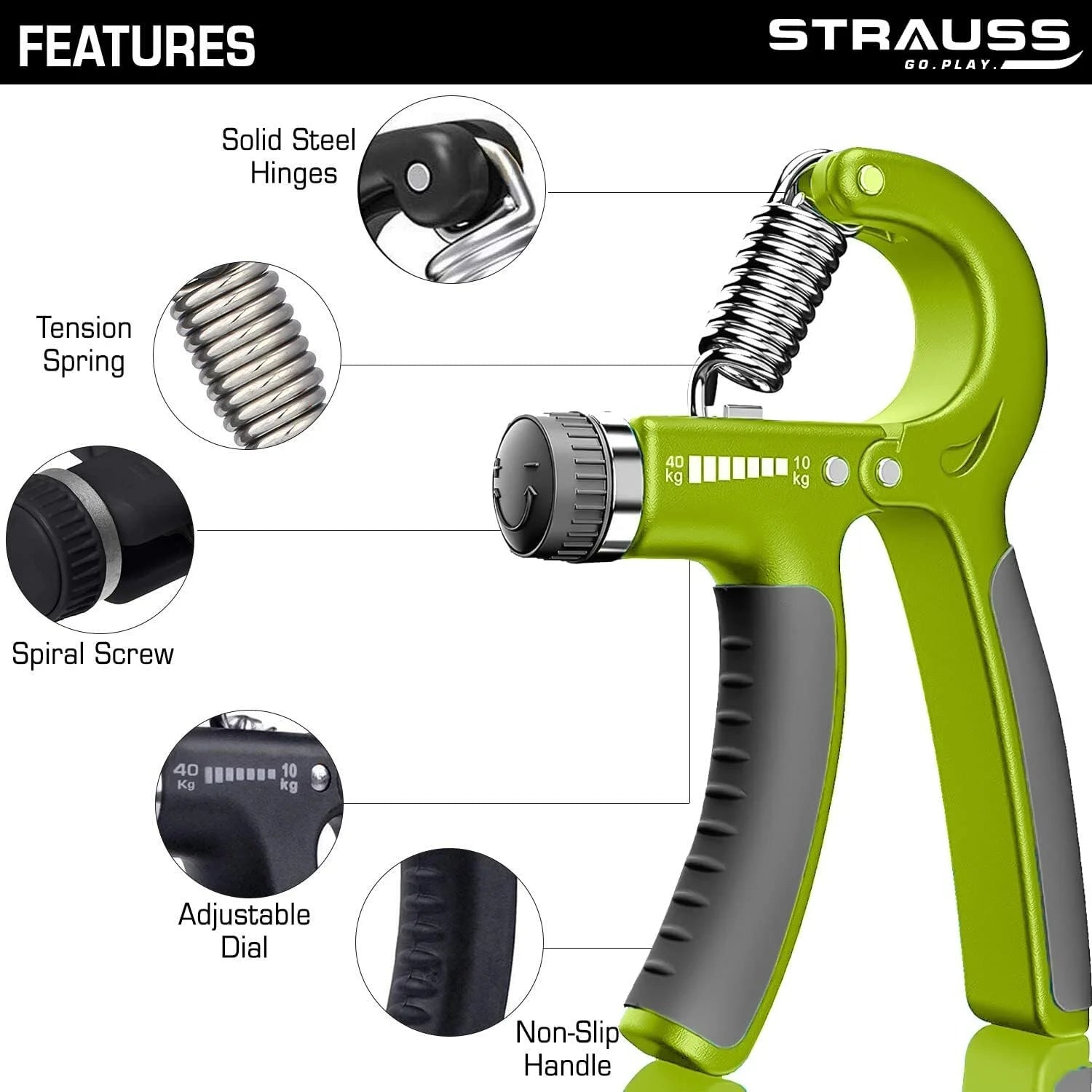 PX-701 Strauss Adjustable Hand Grip Strengthener {Multicolor}