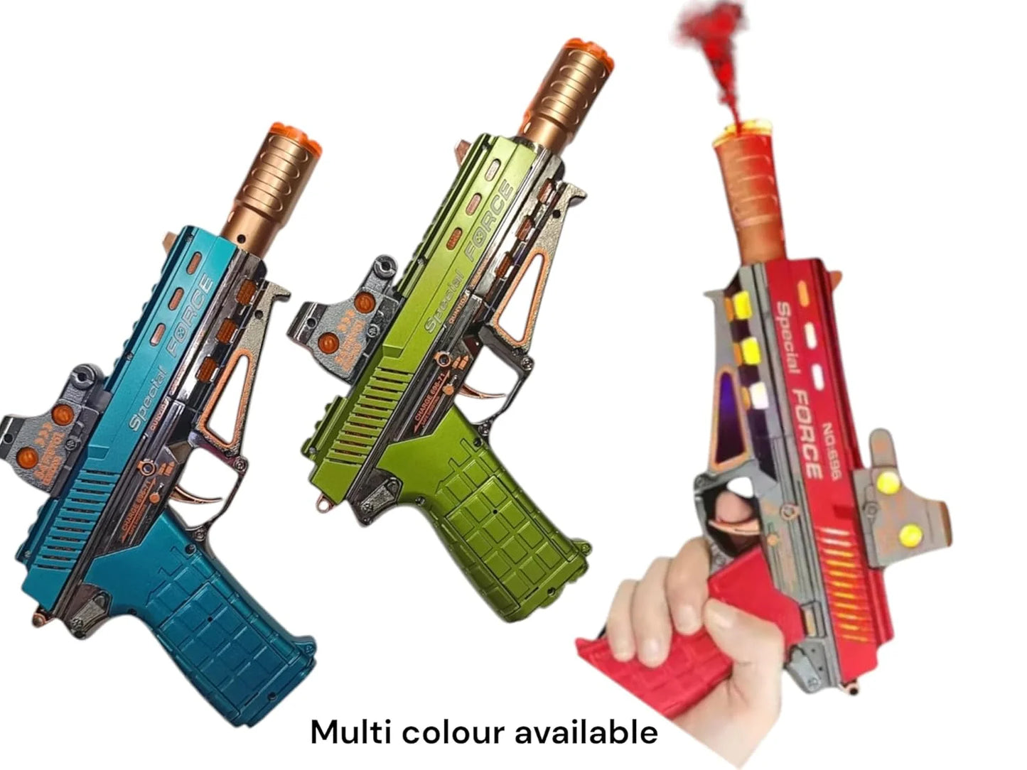 696-71 Special Force Toy Gun for Kids – Flashing Lights, Vibration Sound, Battery Operated Pistol Smoke Toy – Attractive Colors – Water Smoke Toy Gun