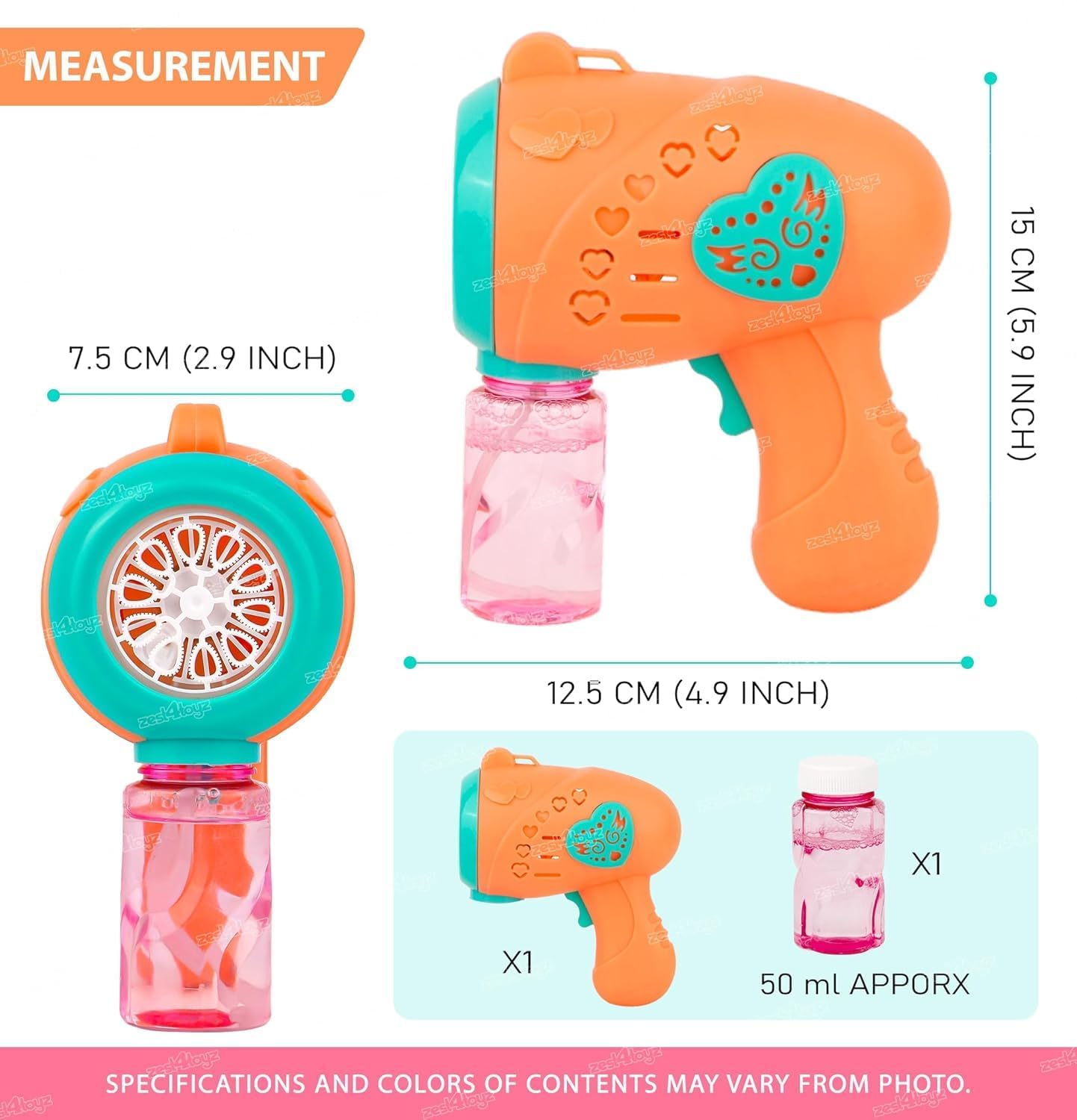 20566 Automatic Bubble Gun Machine Orange Bubble Shooter with Solution Safe, Leakproof, Battery-Powered (Battery Operated) | Outdoor and Indoor Party Toy | Ideal Gift for Boys and Girls
