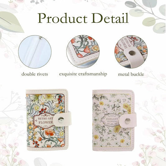 20202 Card Holder Wallet for Women, Floral Oil Painting Style Card Wallets, PVC Waterproof Slim Random Design