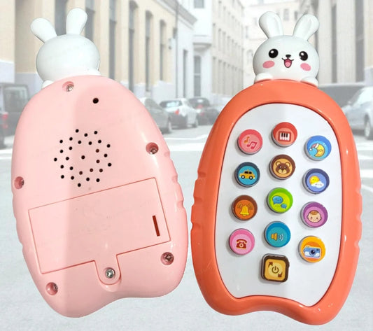 11174 Animal Musical Phone Toy with Light-Up Keys, Sound Effects, Children’s Songs, Multiple Animal Designs, Educational Learning Toy for Kids 1Pc (Rabbit – Random Colour }
