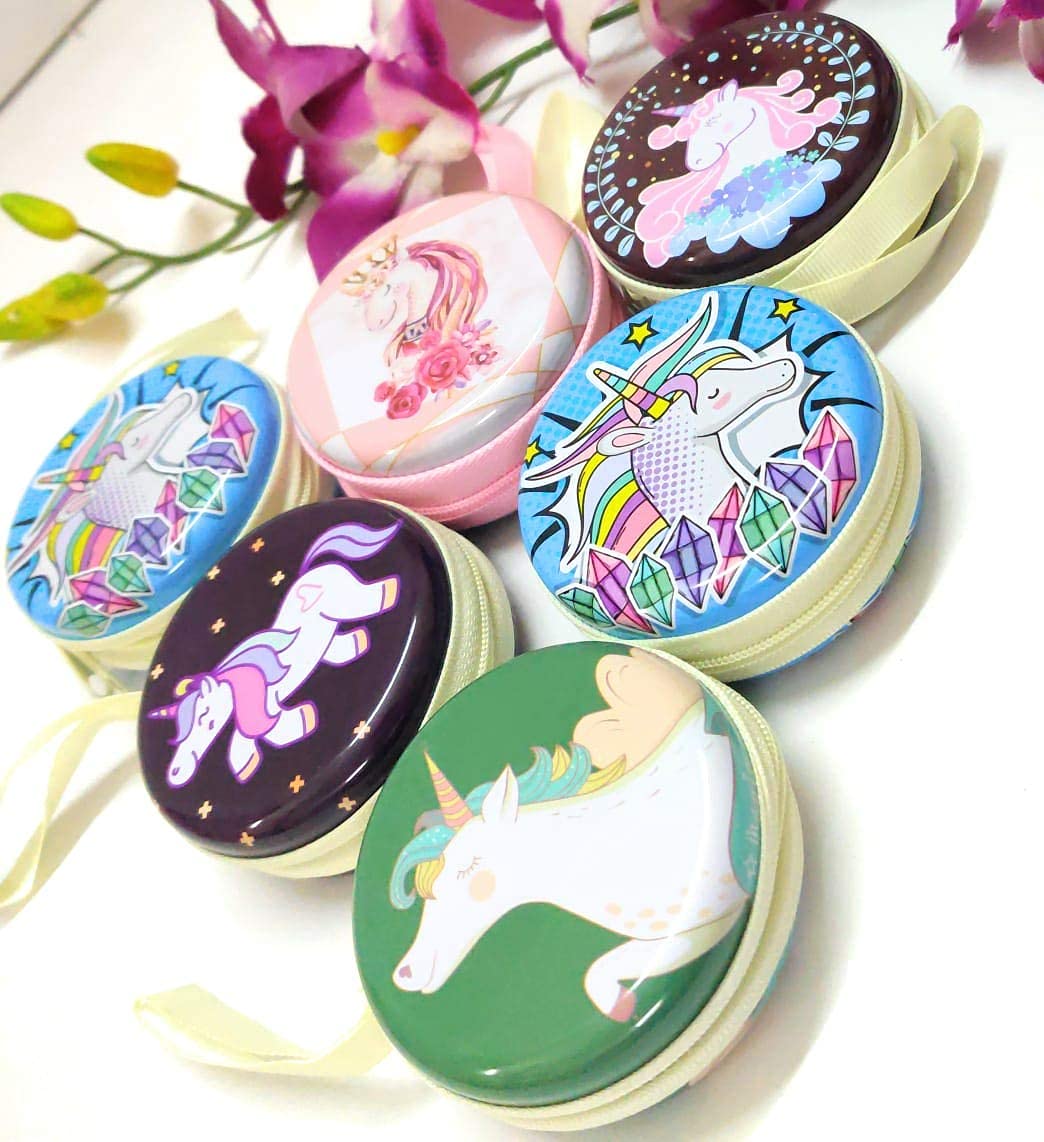 11164 Unicorn Coin Purse, Metal, Small Cute Multipurpose Coin Earphone Pouch Return Gifts for Kids {Random Color}