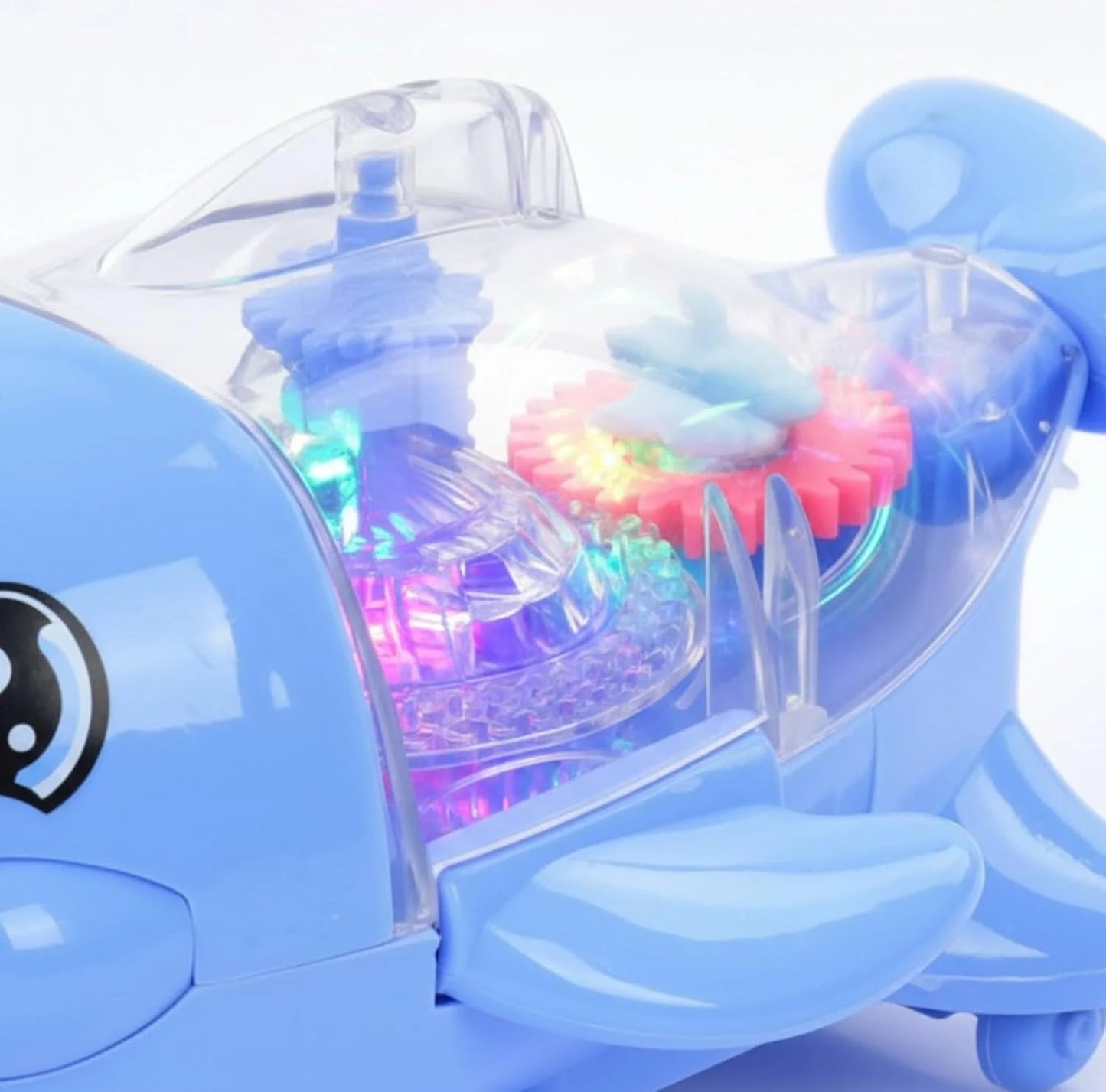 1861-66C Electric Gear Dolphin Toy with Flashing Lights and Music, 360 Degree Rotating Transparent Dolphin Toy, Light and Sound Toys for Children (Multicolour)