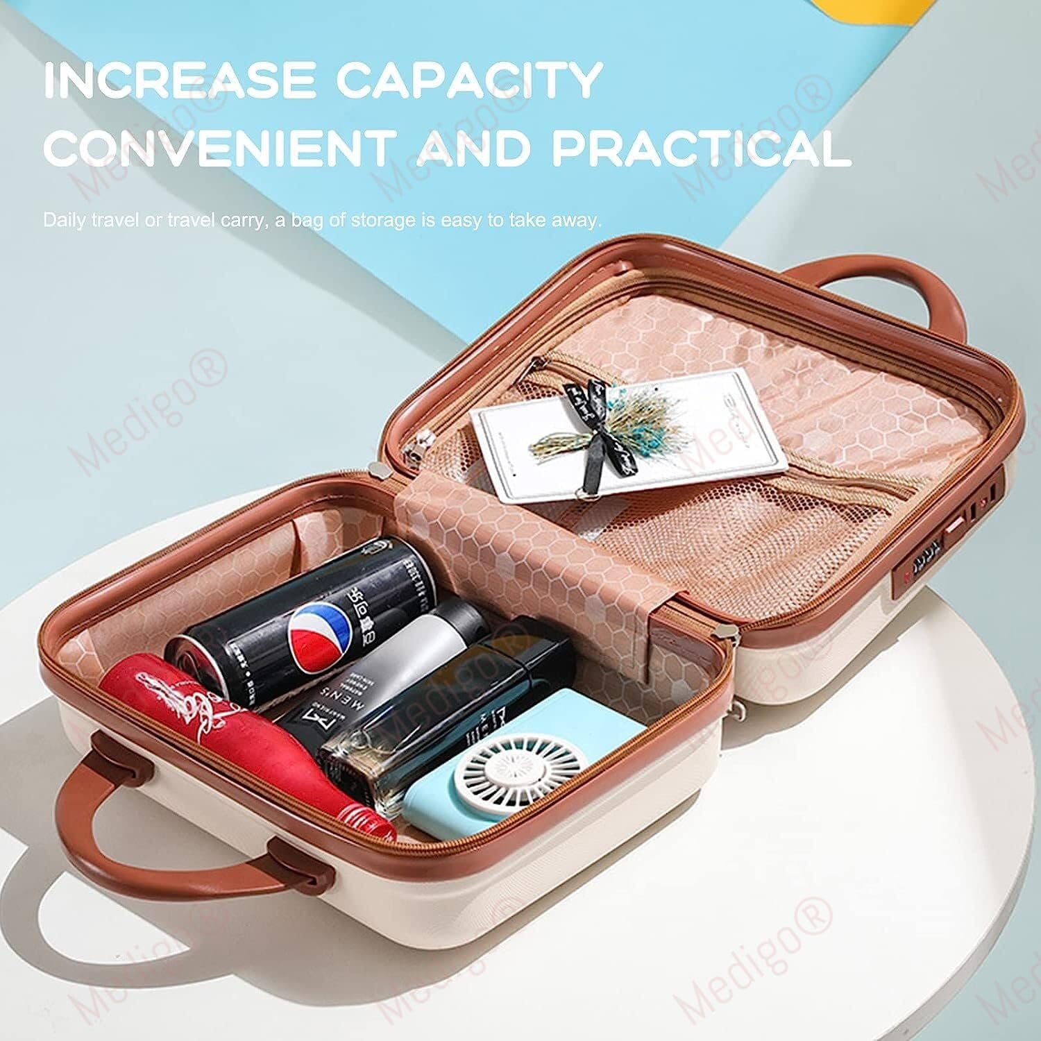 20491 Mini Hard Shell Hard Travel Luggage Makeup Case Small Portable Carrying Case Suitcase Organizer Makeup Storage Box for Women {Random Color}