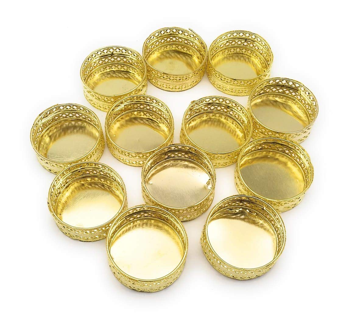 1054 Metal Candle Holder Stands Round for Pooja thali Decoration