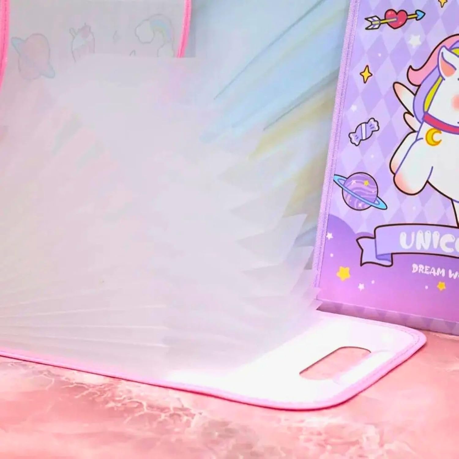 20473 Unicorn Theme 13-Fold Expanding File Folder – Cute Pastel Unicorn Document Organizer with 13 Pockets, Button Lock and Handle for School, Office, Homework, Art Papers & Kids Stationery