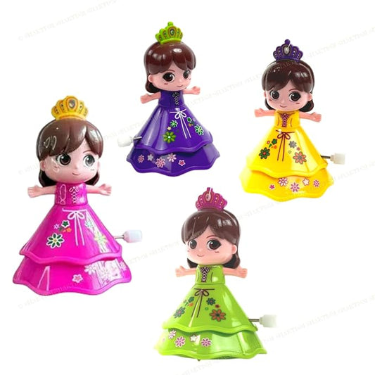 21025 Little Princess Wind-Up Spinning Doll Set, Educational Baby Toy with 4 Colourful Dolls, 6+ Months (Multicolour)