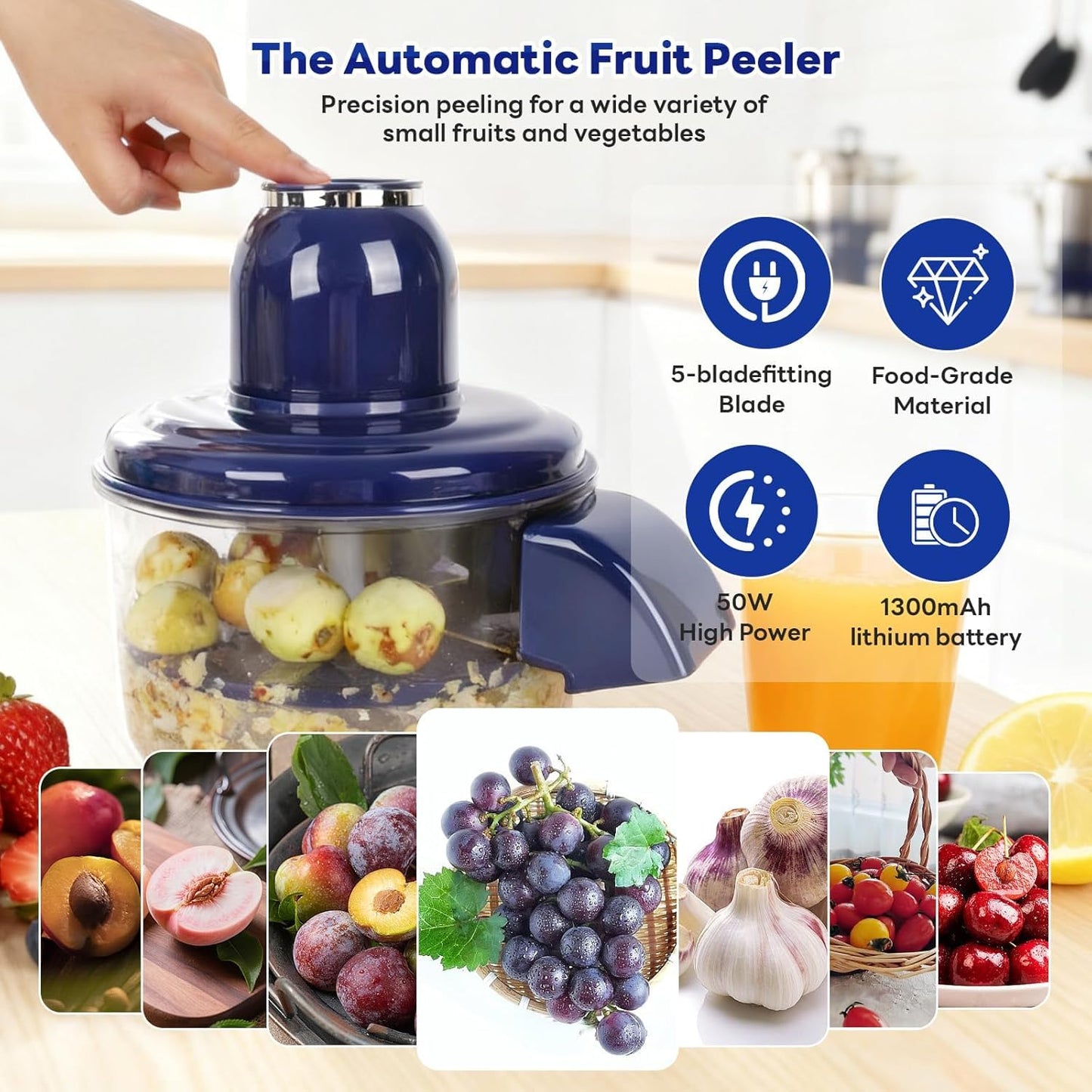 20173 Automatic Grape Peeler Machine, Electric Small Fruit Peeler, Kitchen Gadget for Grape, Cherry Tomato, Garlic, Home Use Skin Remover Tool