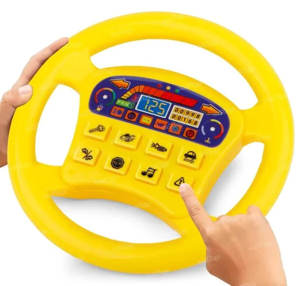 020055 Steering Wheel Toy with Music and Sounds Rotating Wheel Car Police Ambulance Fire Siren Effects Fun Play Toy (Random Color)