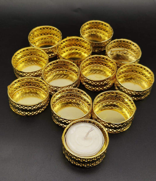 1054 Metal Candle Holder Stands Round for Pooja thali Decoration