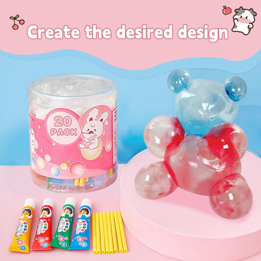 0720-E {pack of 20} Blow Bubble Balloon with Straw , Party Birthday Gift, Great Original Bloonies Bubble Making Tubes, Bubbles DIY Crafting Childhood Nostalgia Toy