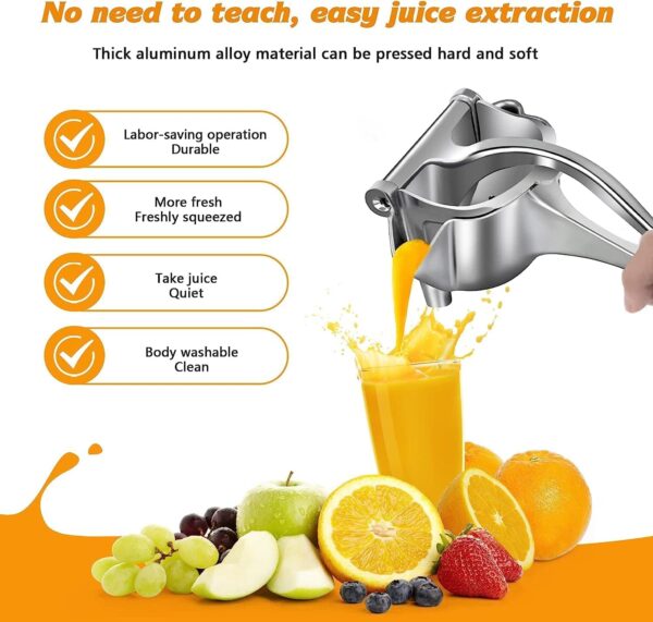10388 Aluminum Hand Press Juicer Manual Citrus & Fruit Juicer for Kitchen Use Sturdy Metal Juicer for Home, Kitchen & Bar Easy-to Use Manual Machine (Silver)