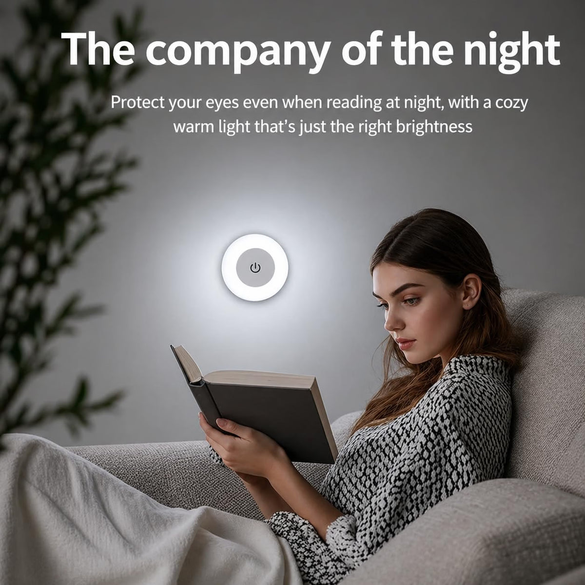 21190 Touch Control Wireless LED Night Light, USB Rechargeable Magnetic Stick-On Light with Adjustable Brightness for Closet, Wardrobe, Bedroom, Hallway & Stairs