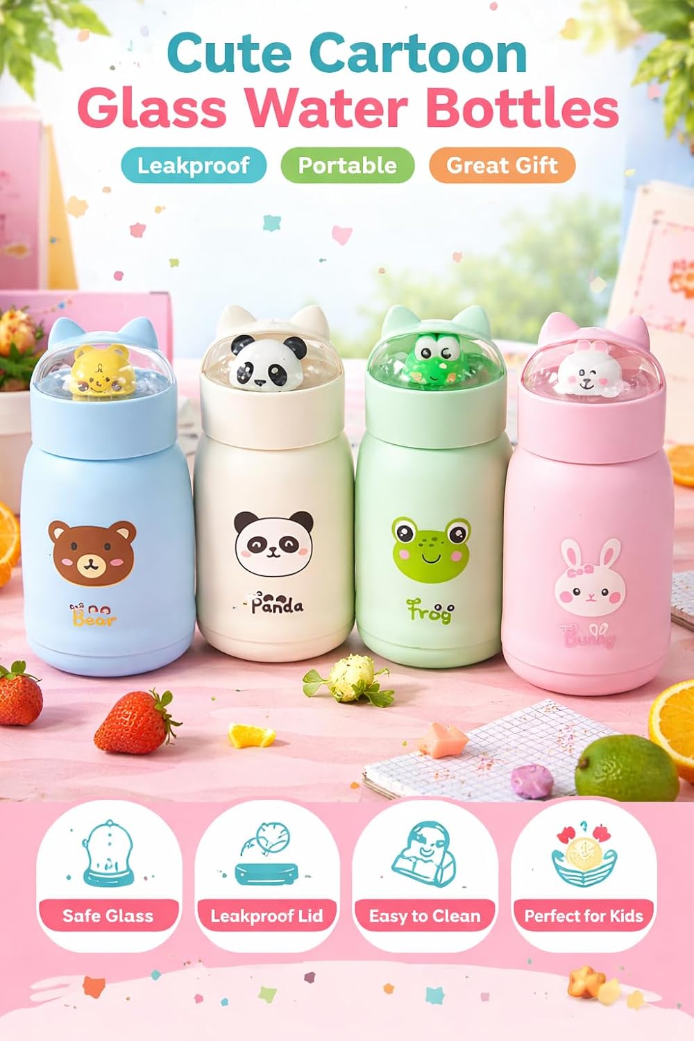 20952   500ml Reusable Glass Water Bottle | Double Wall Leakproof | Hot & Cold Drinks | Travel & Office Use |(Multicolor)