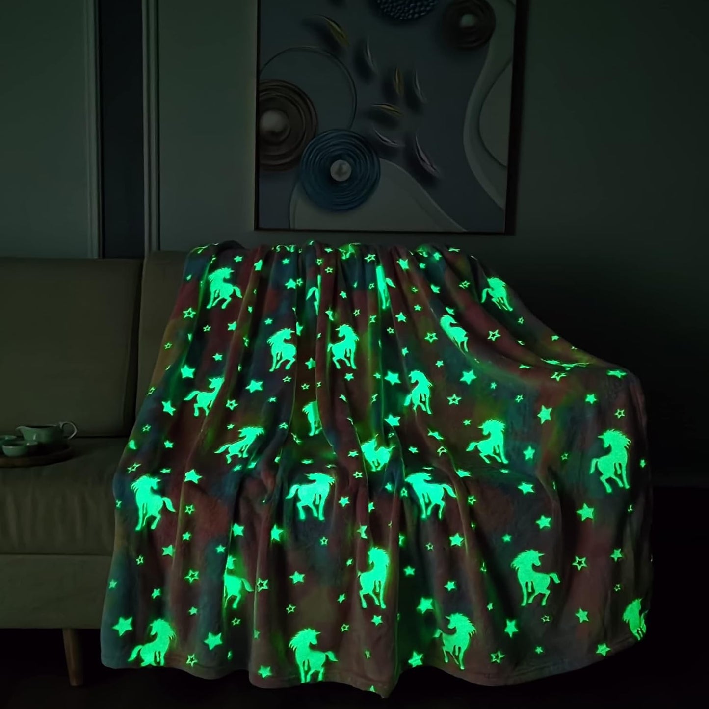 20196 Glow in The Dark Blanket - Random Design Throw Blanket Birthday Gift {Multicolor}