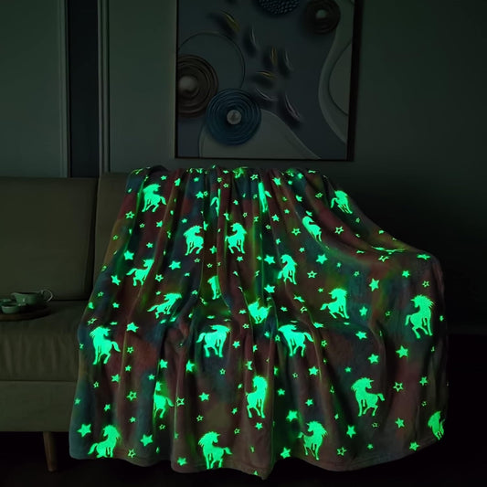 20196 Glow in The Dark Blanket - Random Design Throw Blanket Birthday Gift {Multicolor}