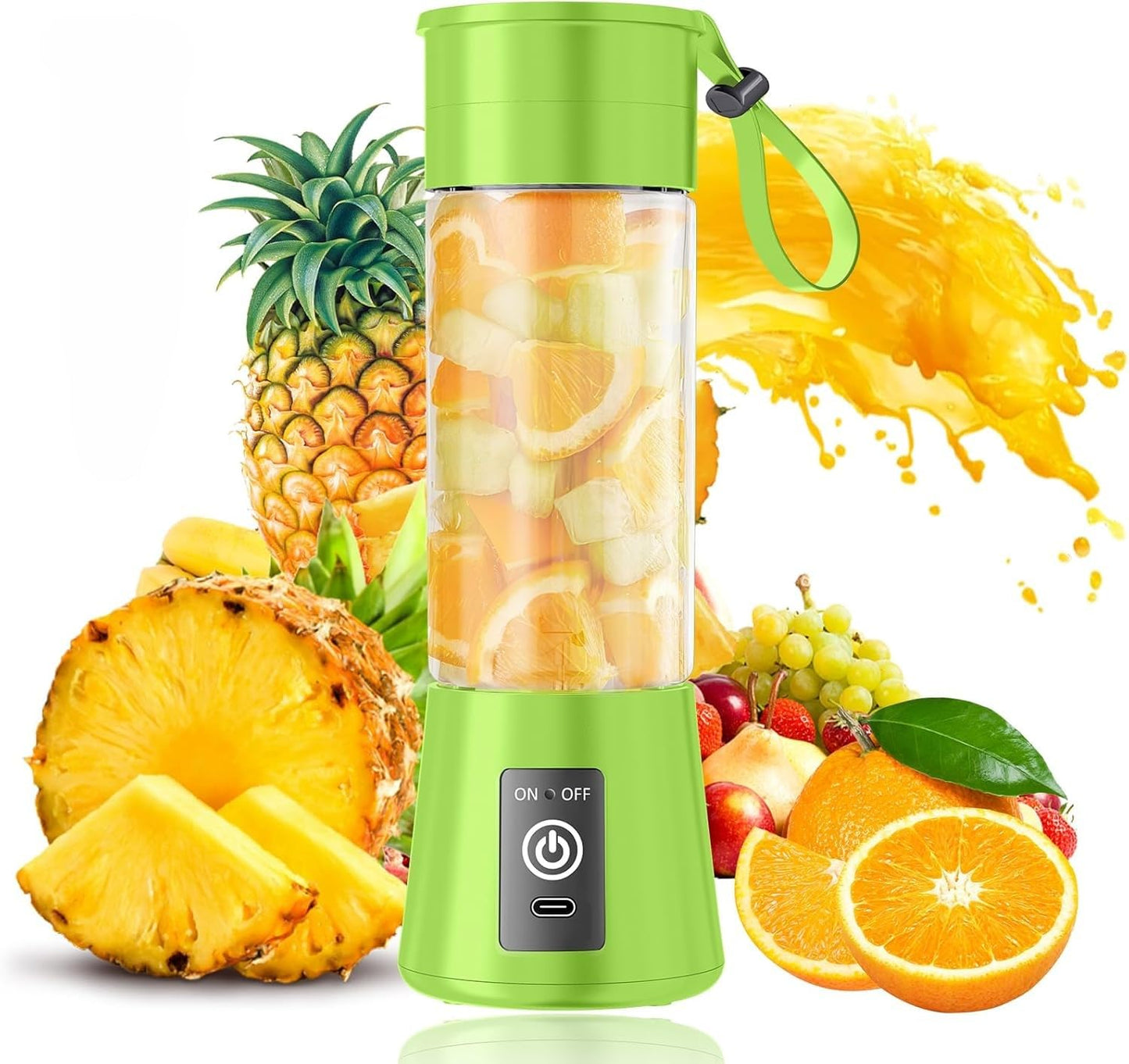 YE-01 Portable Juicer Blender 6-Blade, USB Rechargeable Smoothie Maker with Built-In Bottle, Personal Fruit Juice Machine & Protein Shake Mixer for Home, Travel & Gym (Multicolor