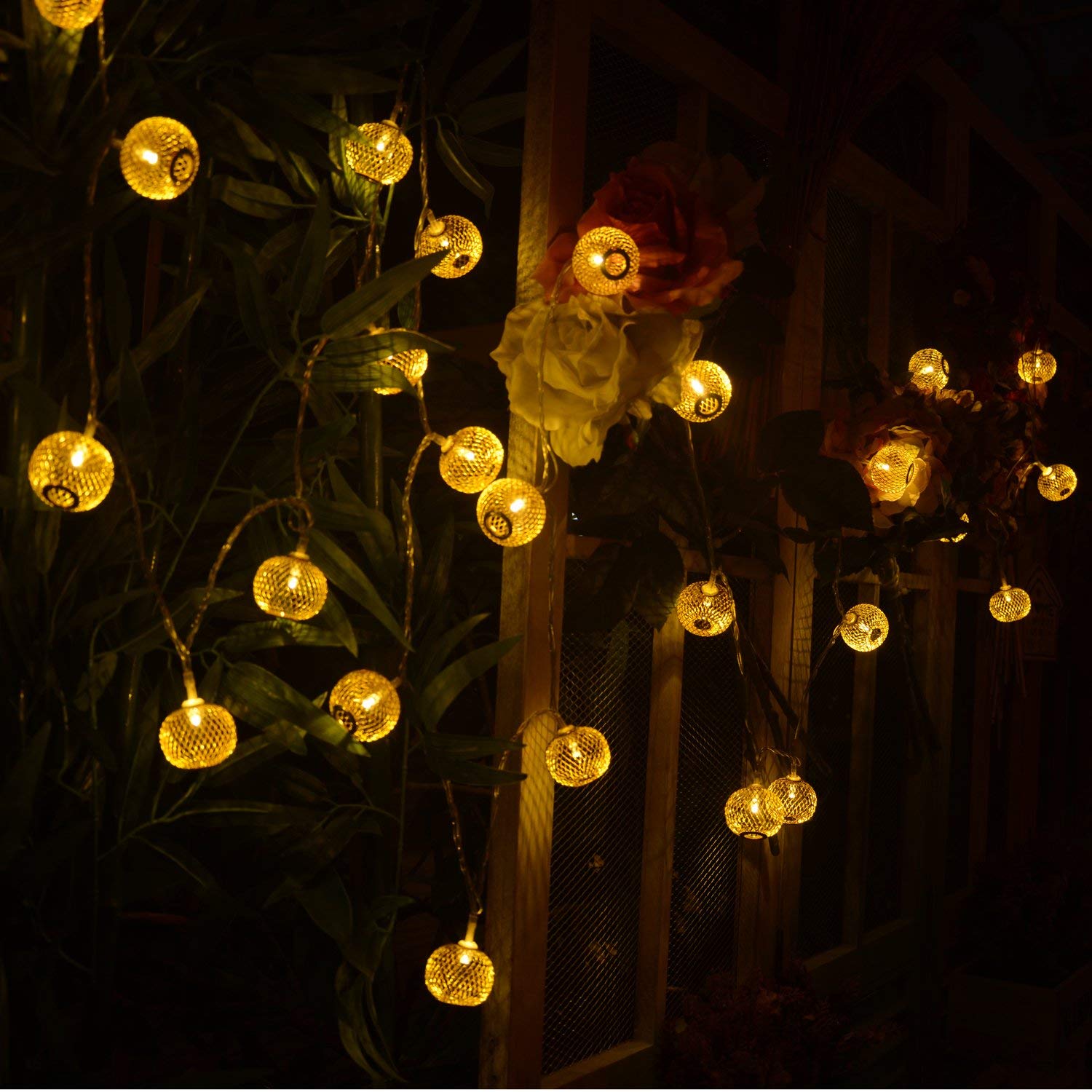 YGD52 Golden Metal Lantern String Lights for Indoor Outdoor Decoration Diwali Light for Party Birthday Diwali Christmas Navratri