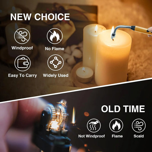 9003 USB-C Rechargeable Electric Lighter Portable Waterproof Flameless for Candles, Kitchen & Outdoor Use