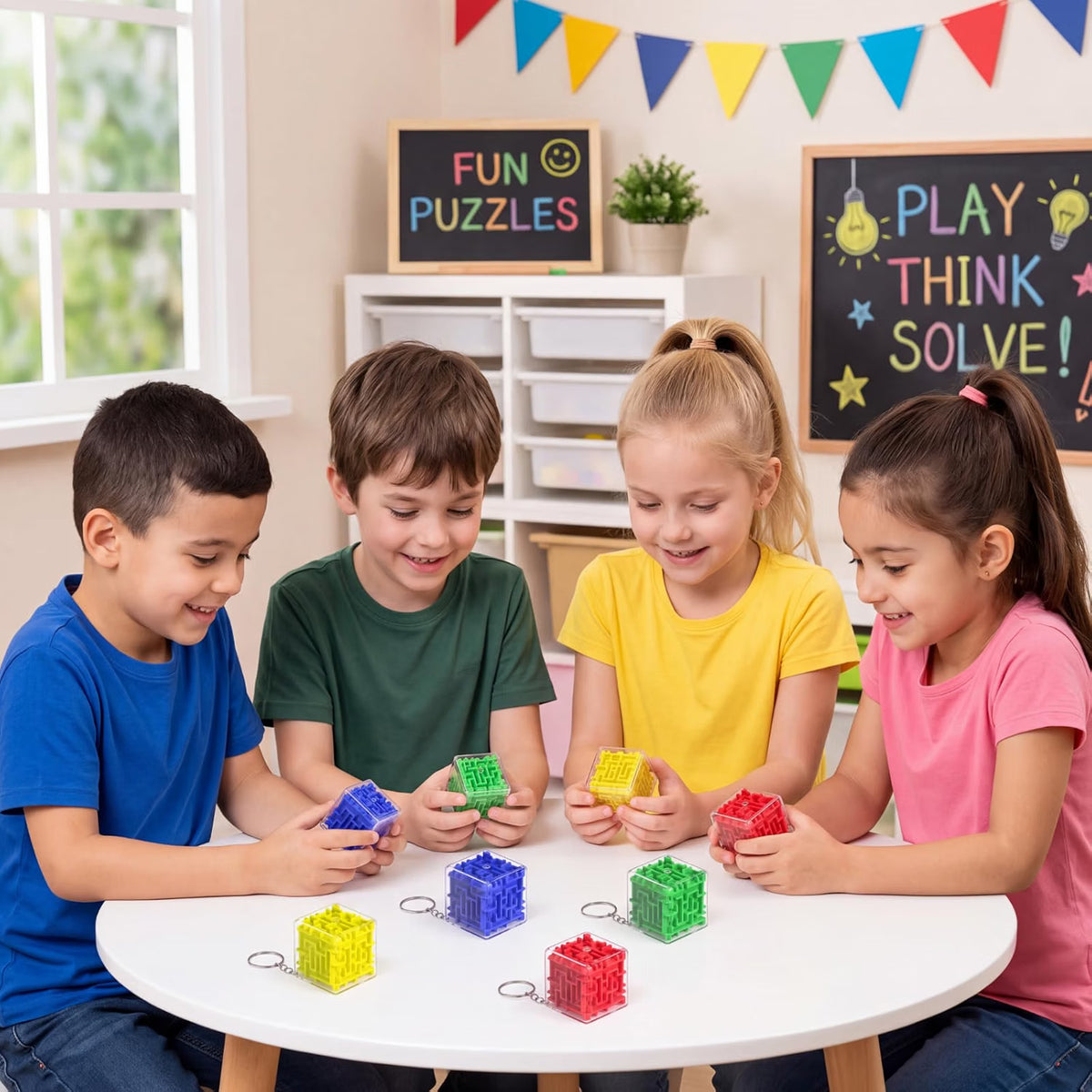 20777 Mini Maze Cube Puzzle Keychain Toy Set – 20 Pieces Multicolor