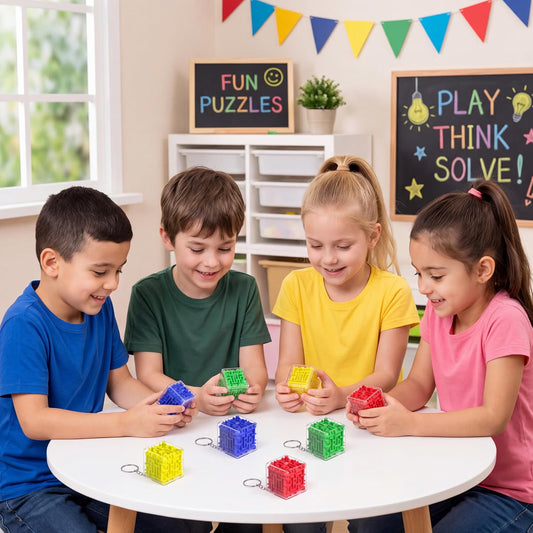 20777 Mini Maze Cube Puzzle Keychain Toy Set – 20 Pieces Multicolor