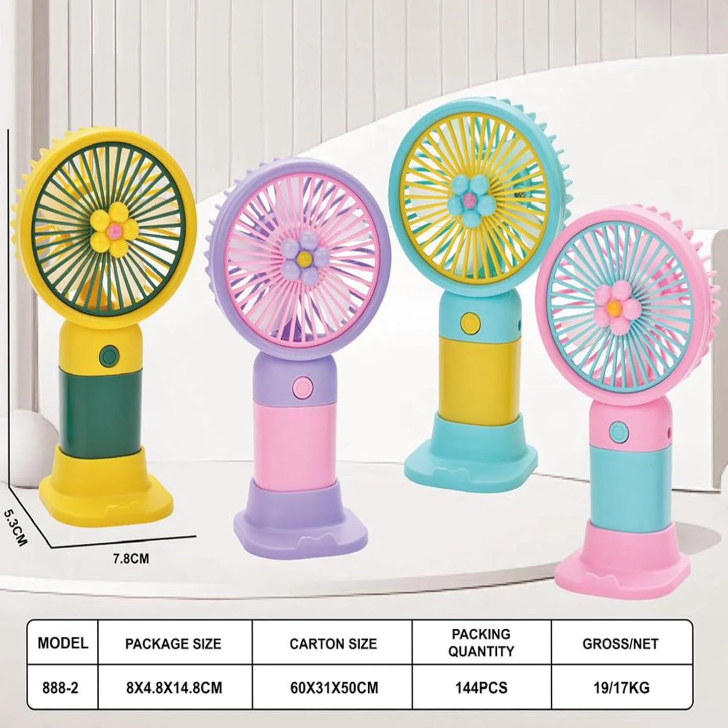 20091 Portable Mini Fan – Rechargeable Hand Fan, Handheld fan, Lightweight Design {Random Color}