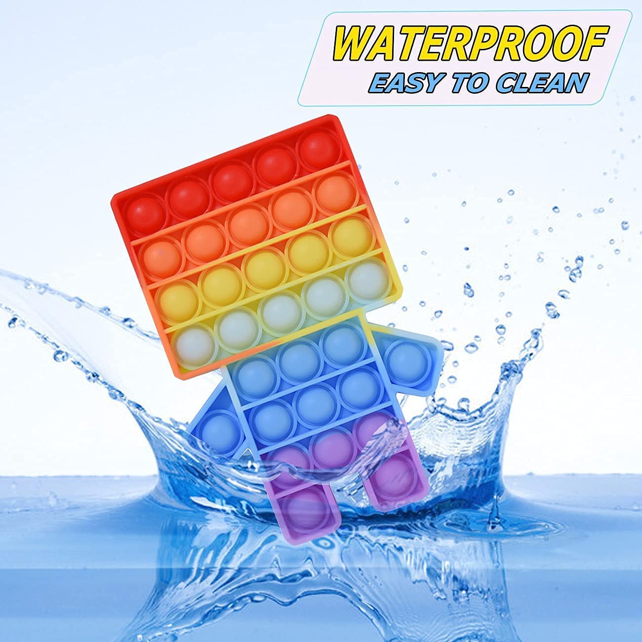 10361 (3 Pcs) Rainbow Pop IT Fidget Toys, Poppet Bubble Popping Sensory Toy for Kids Random Shap