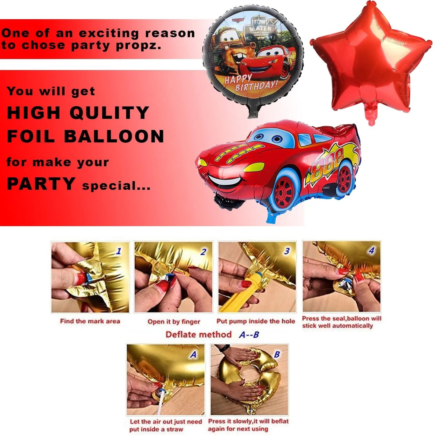 10169 Car Theme Foil Balloon – Set of 5 Pcs