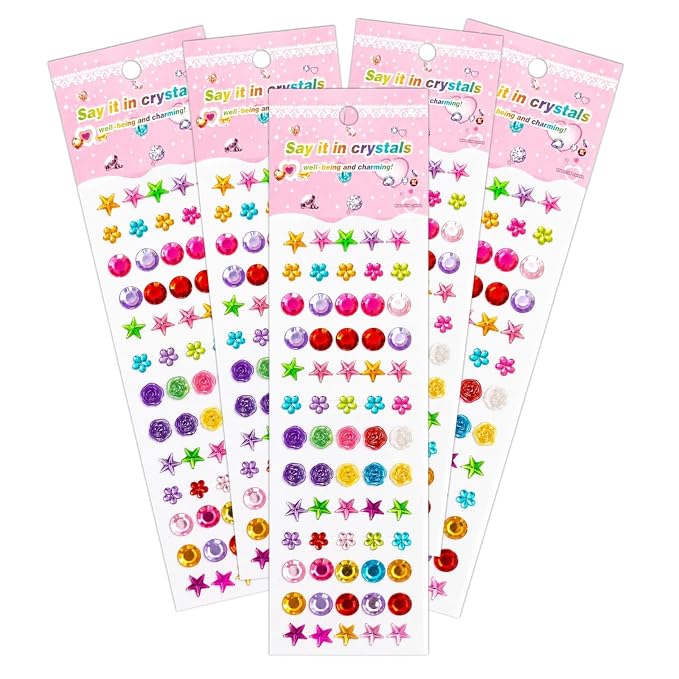 21058 (Pack of 12) Self Adhesive Rhinestone Gem Stickers Colorful Crystal Stickers for Kids Crafts, Scrapbooking, DIY Art Projects, Greeting Cards, School Activities | Return Gifts & Kanjak Gifts