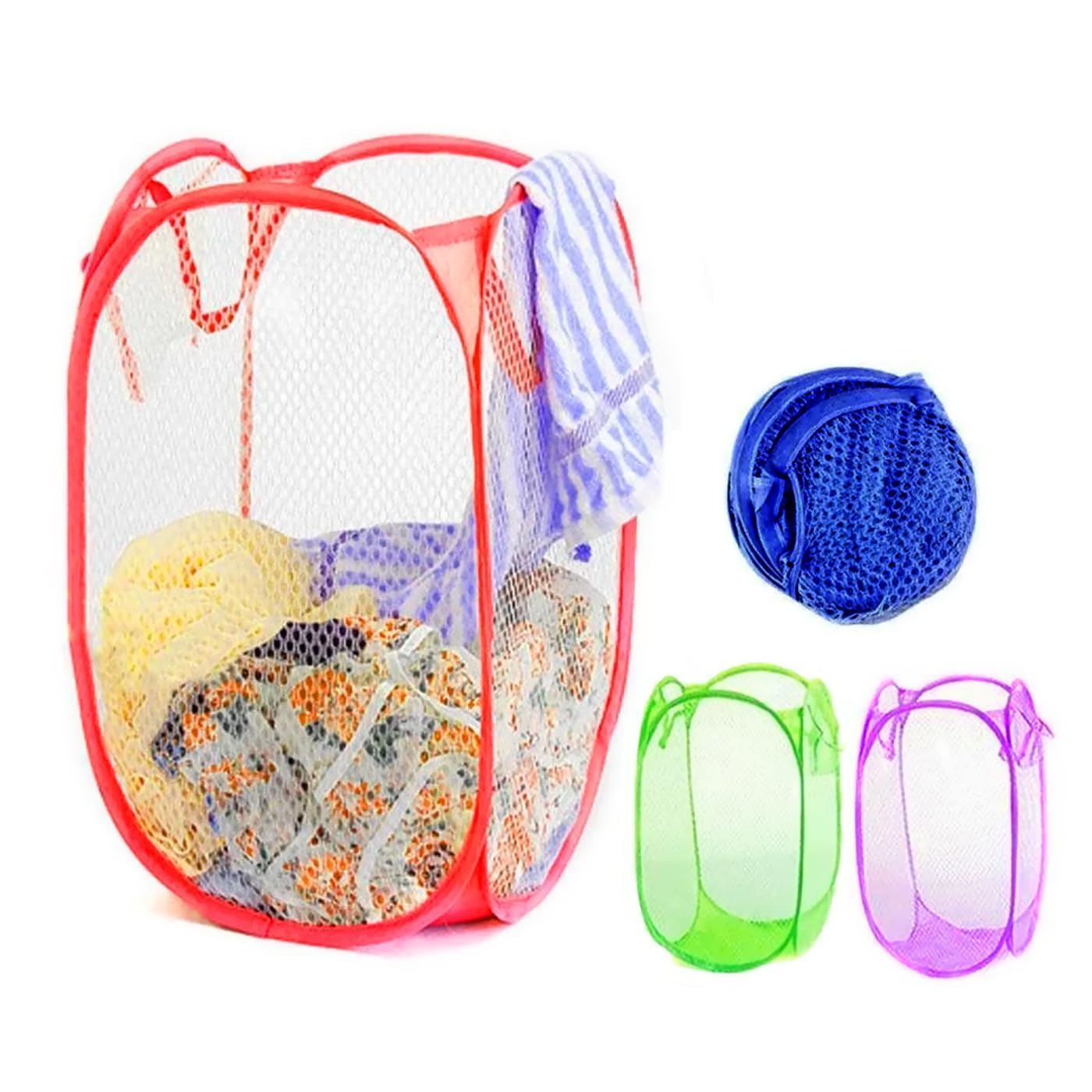 20561 Mesh Laundry Basket| Portable Laundry Bag With Handles |Netted Lightweight Laundry Bag for Home {Multicolor}