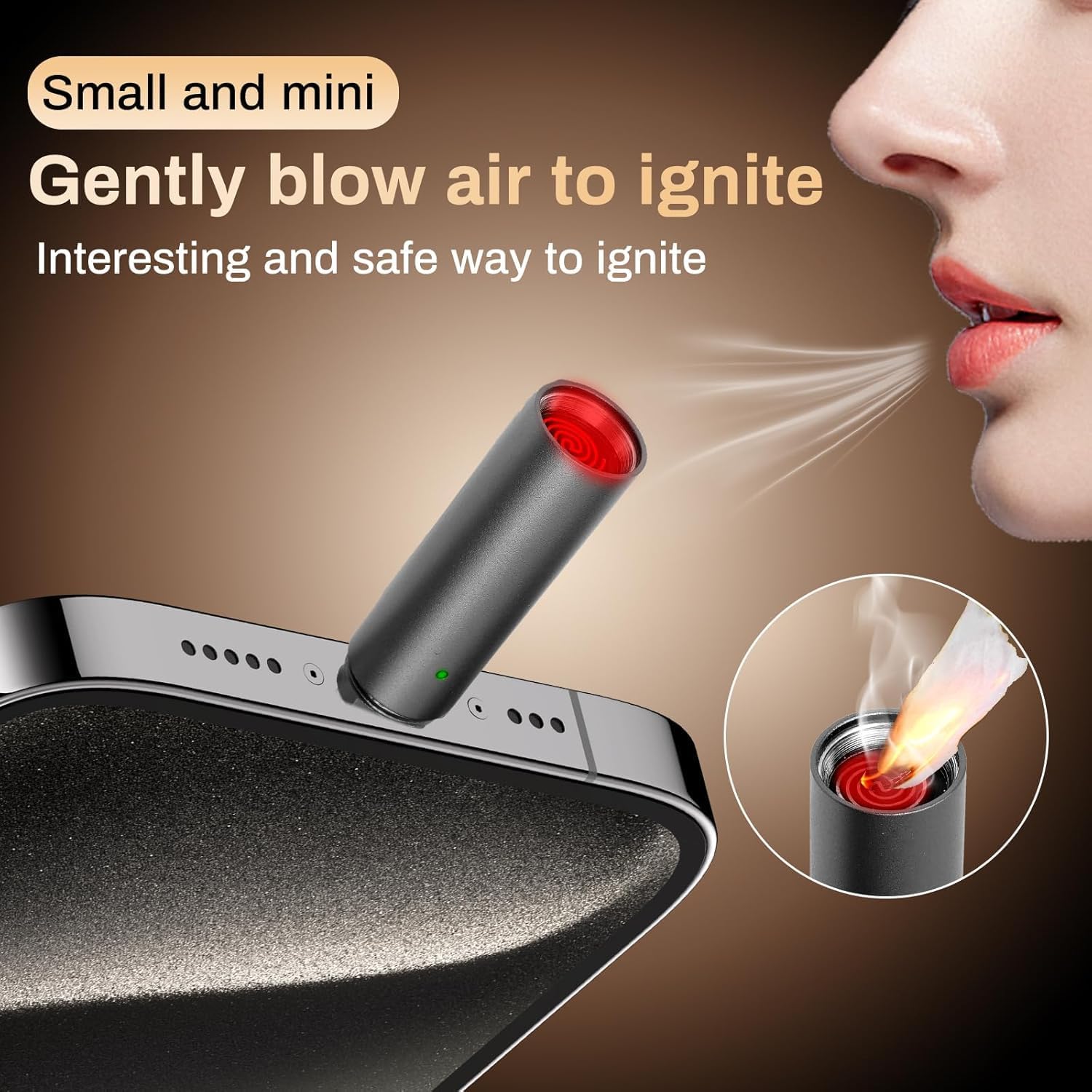 20496 Type-C Electric Lighter for Phone | USB No-Flame Mini Pocket Cigarette Lighter | Compatible with Type-C Power Outlet | Windproof Flameless Lighter Keychain {Multicolor}
