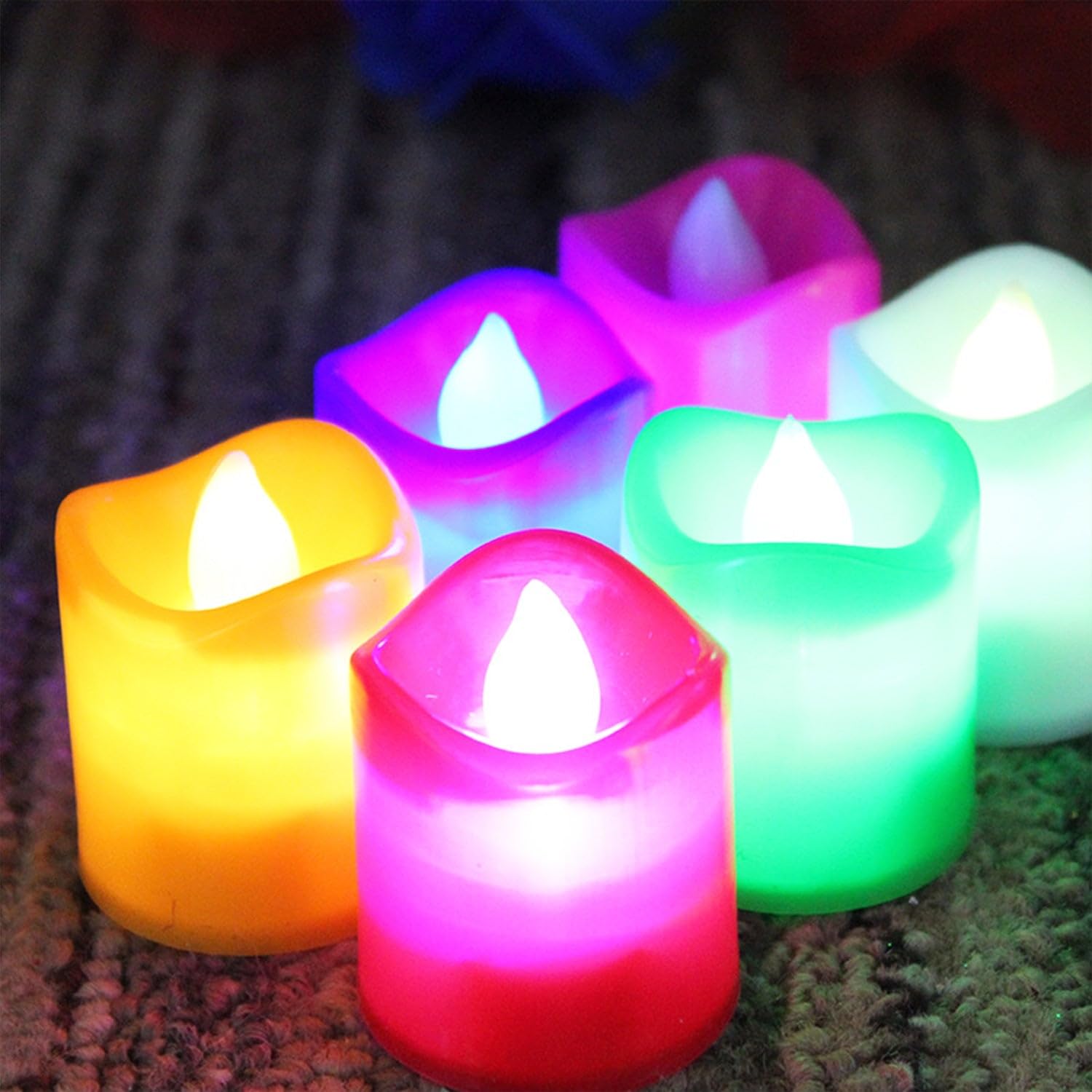 20901 Plastic Flameless & Smokeless Led Tealight Candles Set of 12 Battery Operated Flickering Led Lights Diya Electric Tea Candles for Diwali Christmas New Year Festival Home Decoration (Multicolor)