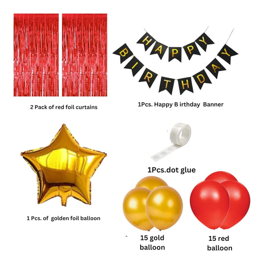 20352 Happy Birthday Party Decorations for women 35pcs with HAPPY BIRTHDAY Foil Curtains Balloons with Star Foil for Girls