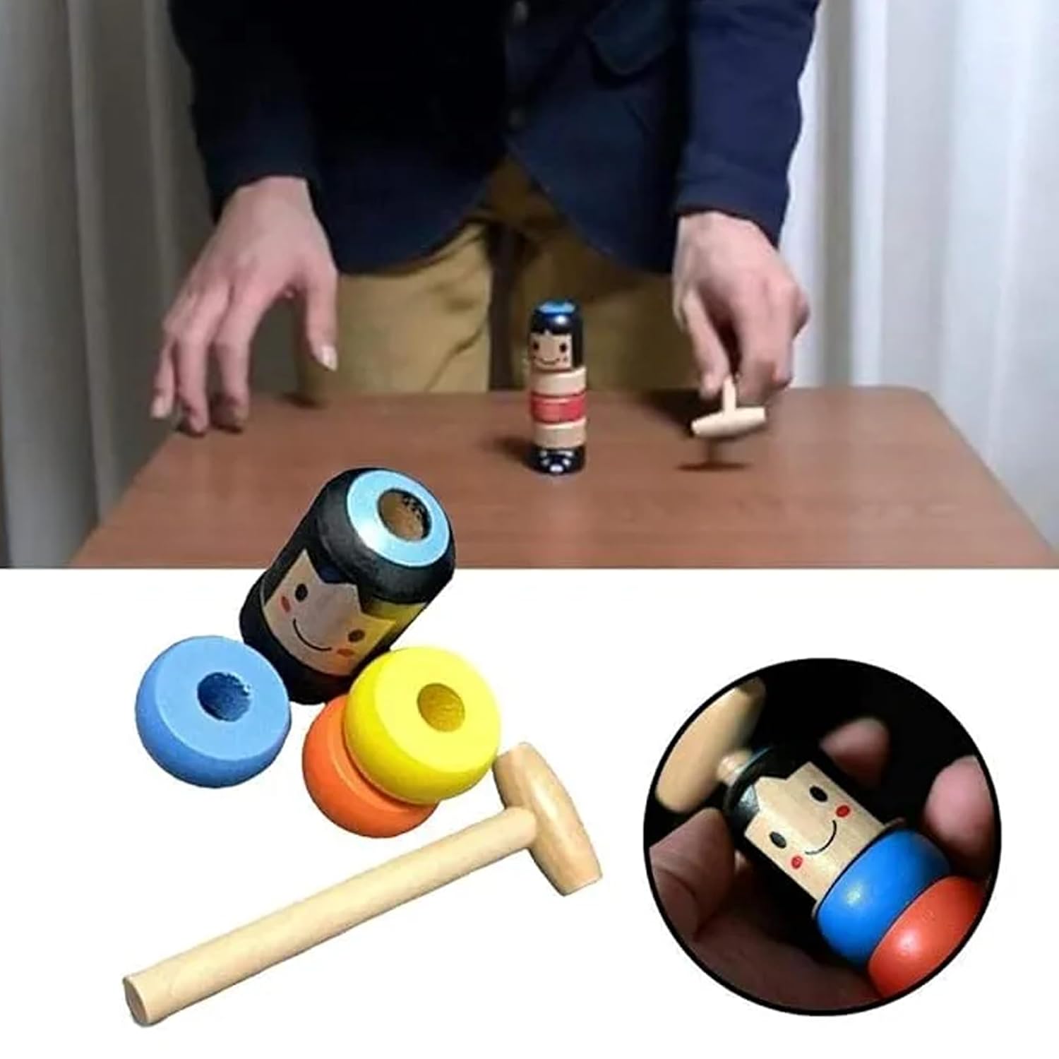 20747 Magic Toy - Immortal Unbreakable Wooden Man Toy Tricks Close Up Stage Props Funny for Teens and Kids
