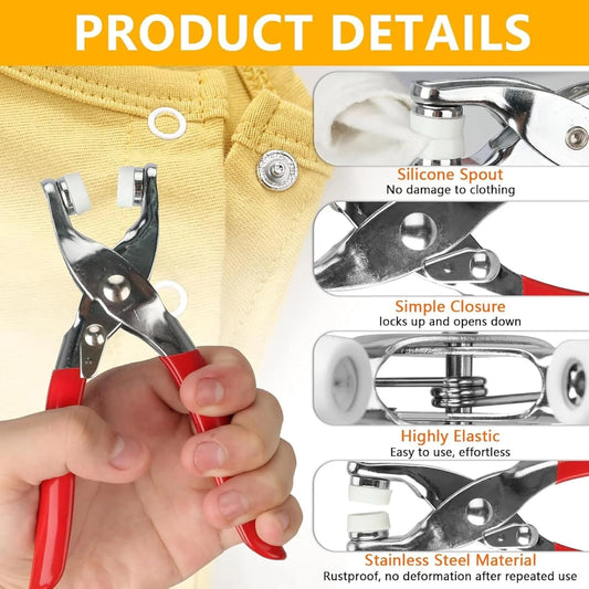 10387 Home use Metal Fasteners with Hand Pliers Tool Button Press Machine for Clothes snap100 Sets Eyelets Button kit