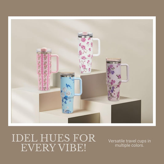 20362 Lucifer Professional 1200 ml Stainless Steel Insulated Tumbler with Handle, Floral Print, Double-Wall Vacuum, Leak-Proof {Multicolor}