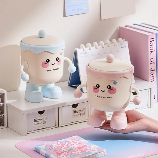 21182 Cute Cartoon Storage Box with Lid & Detachable Legs | Kawaii Plastic Organizer for Toys, Stationery, Snacks & Desk Accessories