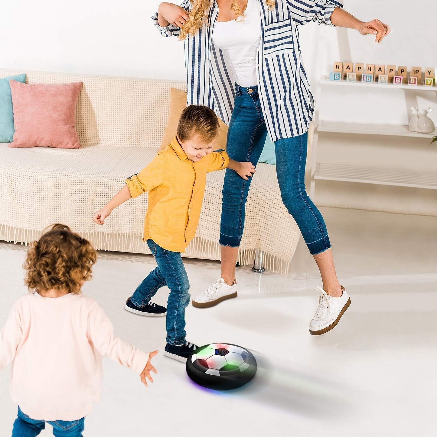 B04 Football with Powerful LED Light and Foam Bumpers for Indoor Games