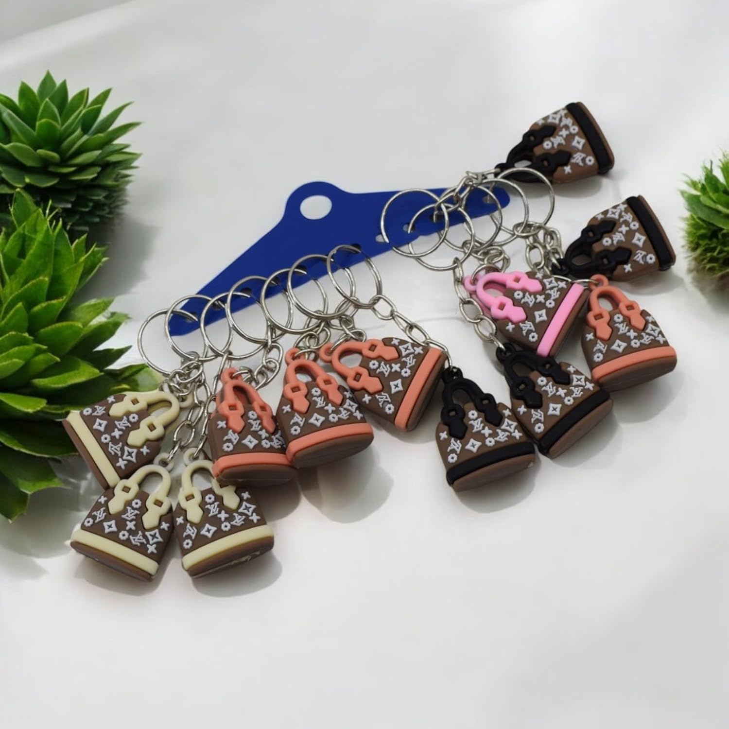 20505  {Pack of 12 } Cute Silicone Handbag-Shaped Keychains Colorful Durable Bag Charm Accessories for Keys, Backpacks, and Birthday Return Gifts