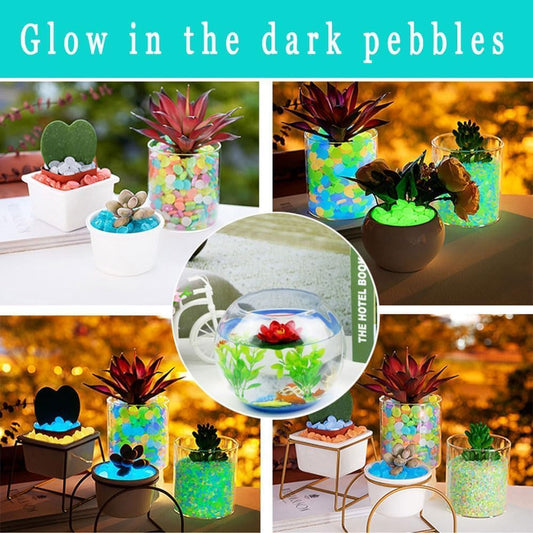 21304 Radium Glossy Stone Glow in The Dark Decorative Pebbles Luminous Resin Stones for Aquarium Garden Vase Pathway & Home Décor Non-Toxic Reusable Glow Rocks (SMALL MULTI GLOWING)